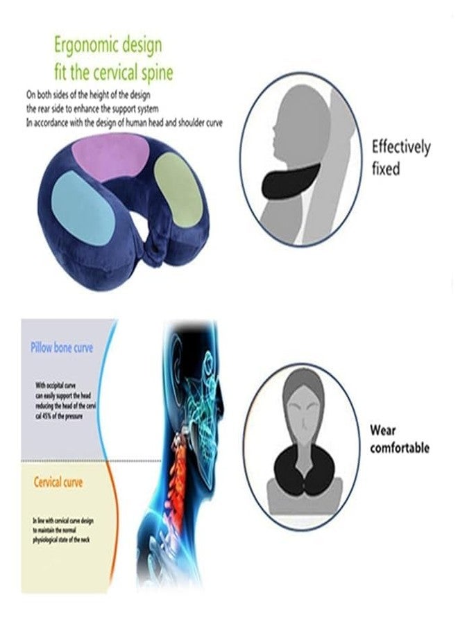 BigPlayer Royal Neck Pillow with Eye Mask for Travel & Comfort, Car Neck Rest - Travel Essential Car Pillow, Flight, and Train Accessory Pillow for Neck Pain Relief & Neck Pillow for Sleeping - Image 3